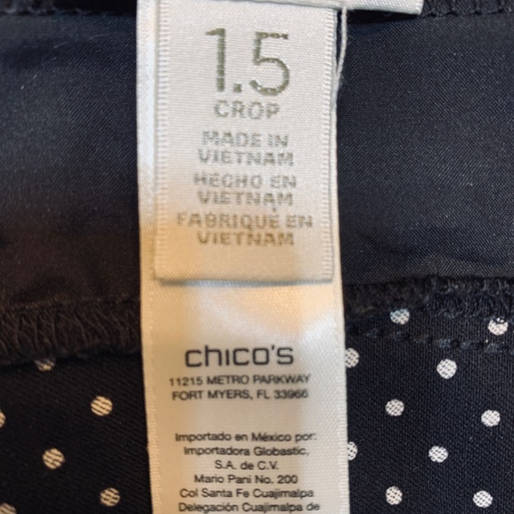 Chico's So Slimming Crop Black Polka Dot Pants 1.5 Size Medium/10 Classic Pullon - Picture 8 of 10